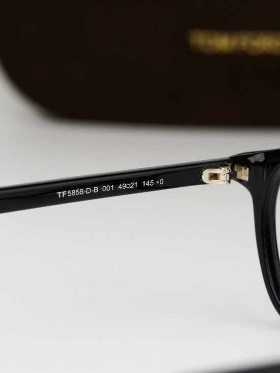 Tom Ford Women Eyeglasses Black Blue Block Square FT5858-D-B 001 NEW AUTHENTIC